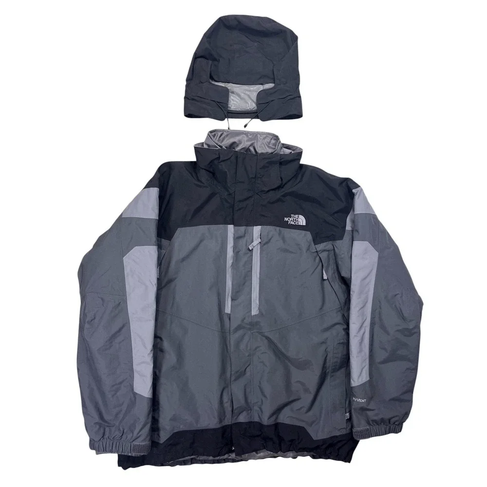 The North Face HyVent 3-in-1 Parka Mens Large Gray Winter Ski Jacket Hooded TNF